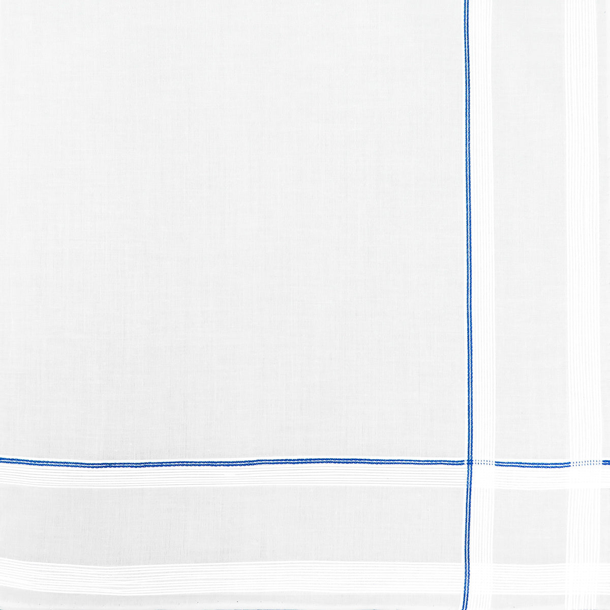 Variante azzurra - Sangallo - fazzoletti di cotone con incroci di sottili righe di raso e righe colorate, orlo a Mano