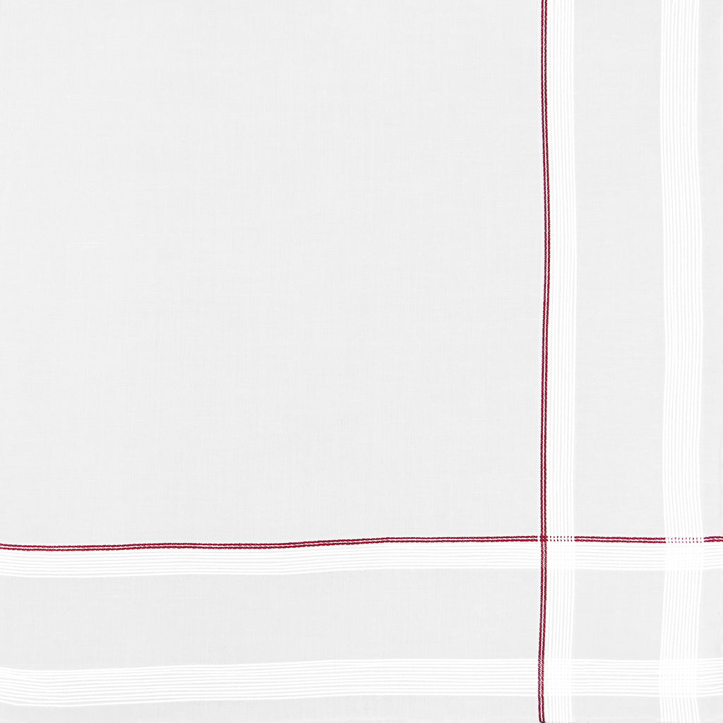 Variante rossa - Sangallo - fazzoletti di cotone con incroci di sottili righe di raso e righe colorate, orlo a Mano