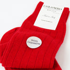 Calze lunghe a costa in Cashmere - rosse dettaglio