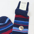 Calze lunghe in Cashmere - righe fini multicolor blu righe bordeaux