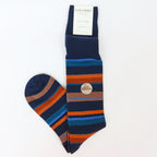 Calze lunghe in Cashmere - righe fini multicolor blu righe gialle