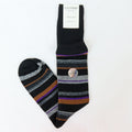 Calze lunghe in Cashmere - righe fini multicolor nere  righe grigie e marroni