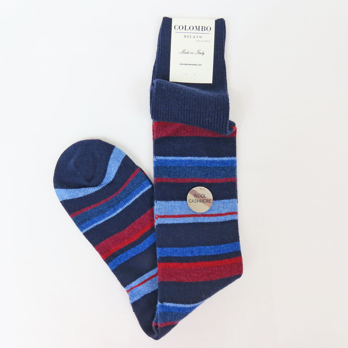 Calze lunghe in Cashmere - righe fini multicolor