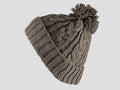 Marrone - berretto - cappello morbido tricot lavorato a trecce con risvolto e pompon