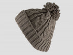 Marrone - berretto - cappello morbido tricot lavorato a trecce con risvolto e pompon