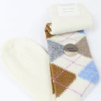 Calze lunghe in Cashmere a rombi con lurex - colori chiari panna dettaglio