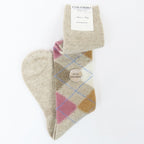 Calze lunghe in Cashmere a rombi con lurex - colori chiari beige