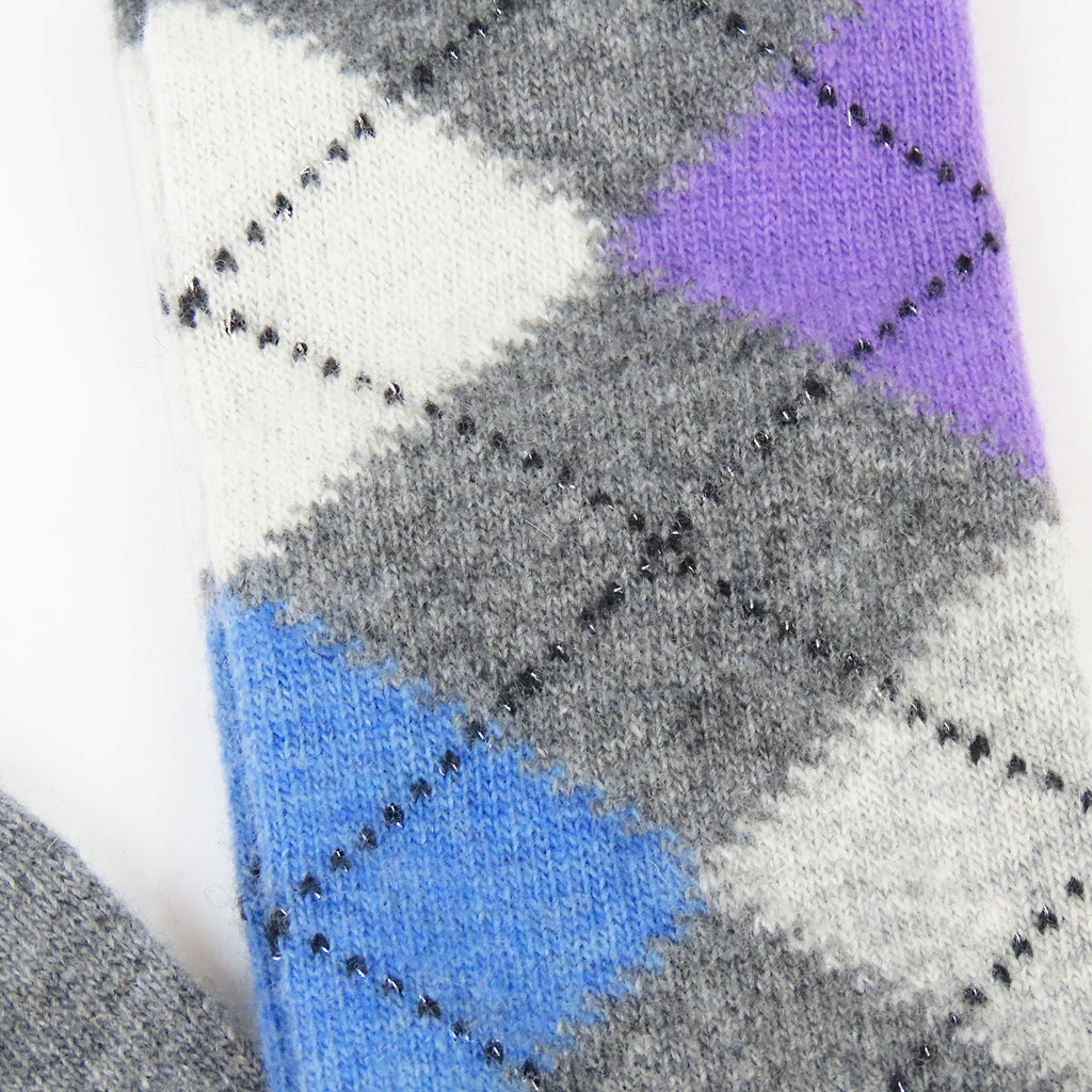Calze lunghe in Cashmere a rombi con lurex - colori chiari grigio dettaglio