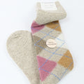 Calze lunghe in Cashmere a rombi con lurex - colori chiari beige dettaglio