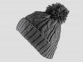 Grigio - berretto - cappello morbido tricot lavorato a trecce con risvolto e pompon
