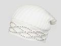 panna - berretto donna - cappello morbido tricot con motivo a catene tempestato di strass