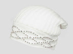panna - berretto donna - cappello morbido tricot con motivo a catene tempestato di strass