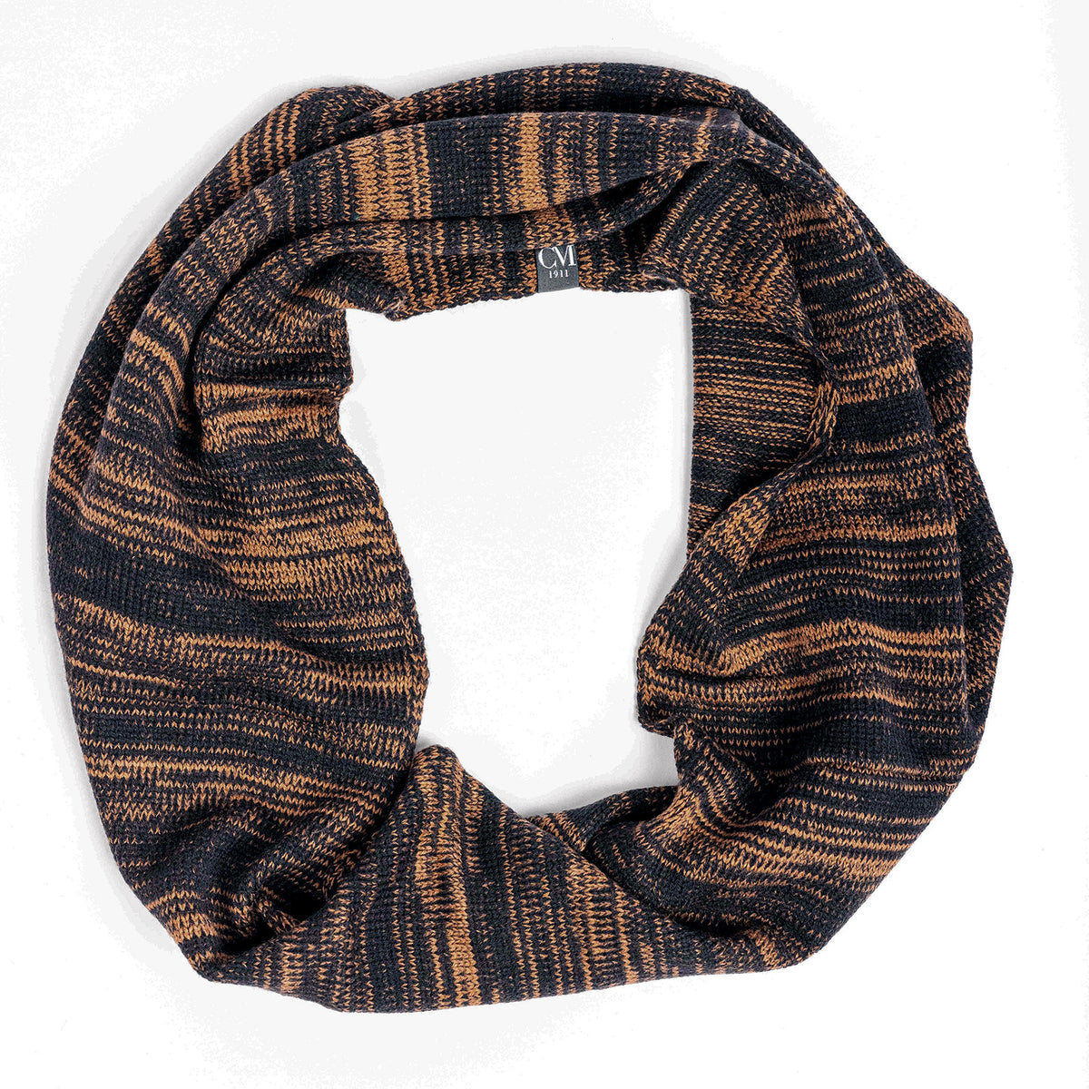 Cappello e sciarpa ad anello melange blu e mattone - sciarpa ad anello