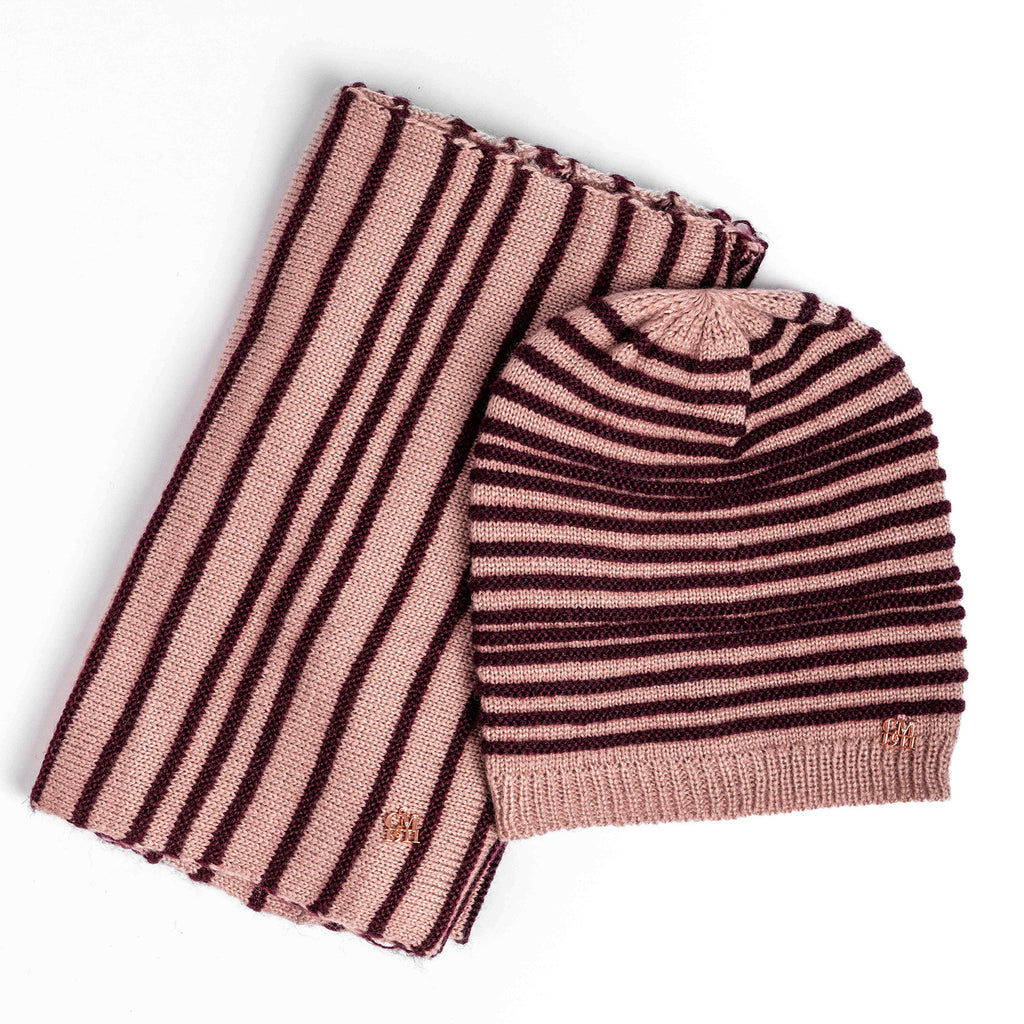 Cappello e sciarpa ad anello righe 3d