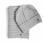 Cappello e sciarpa ad anello grigio con lurex