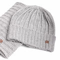 Cappello e sciarpa ad anello grigio con lurex dettaglio