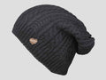 nero - berretto donna - cappello morbido tricot lavorato a trecce con medaglietta oro a cuore