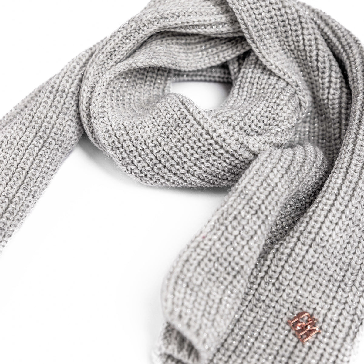 Set bambina grigio con lurex - 6/24m sciarpa