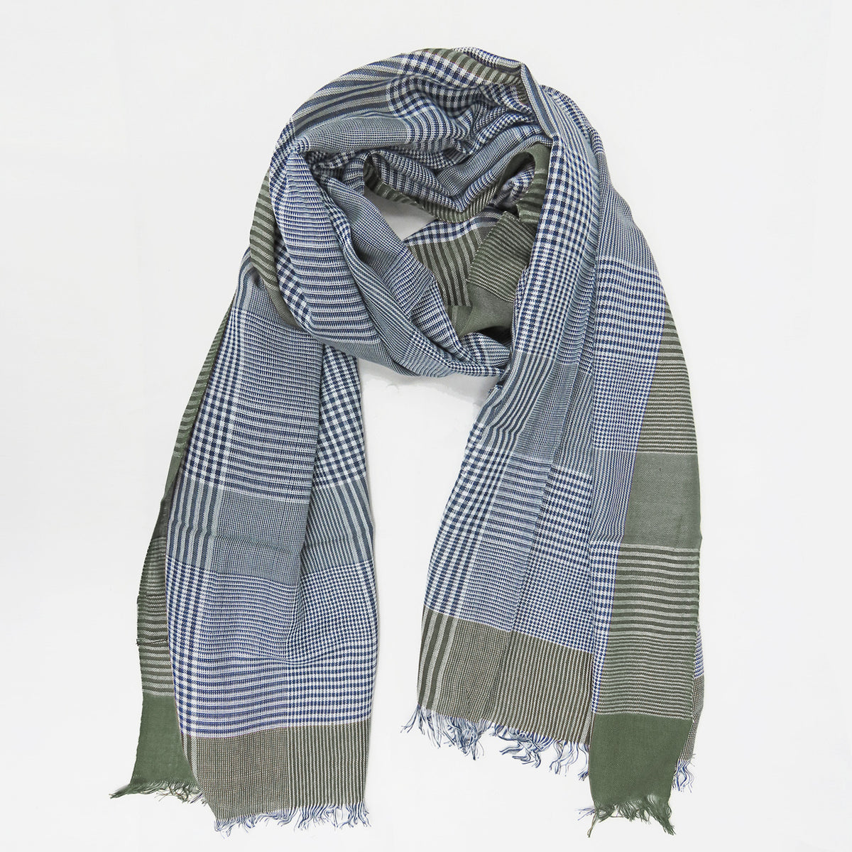Sciarpa pied de poule fine colori chiari - in scatola regalo verde militare