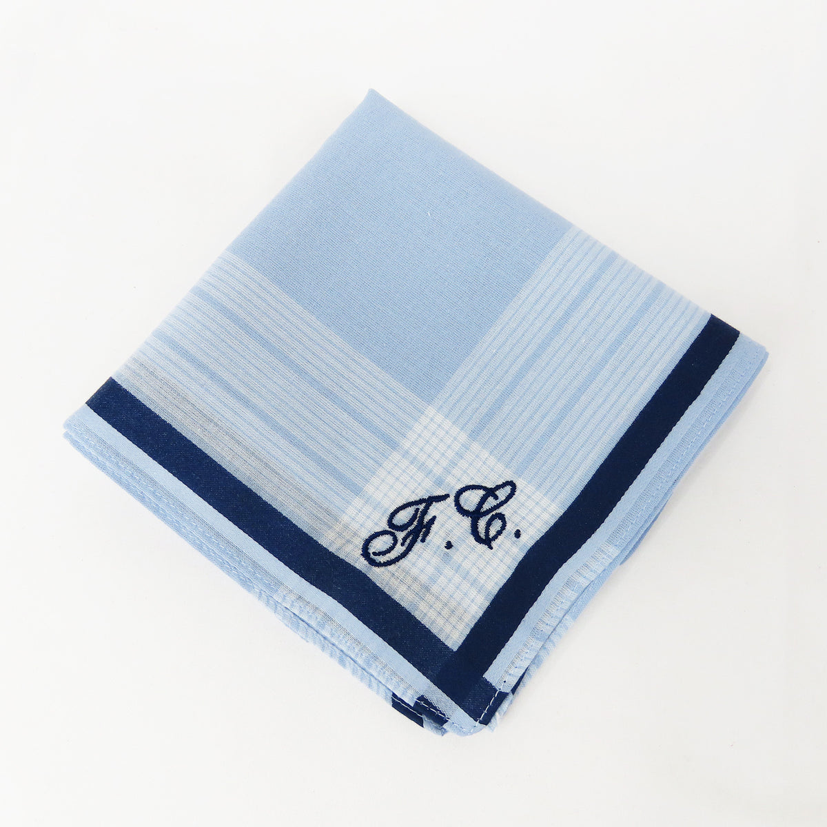 Azzurro Versailles colorato - 3 fazzoletti pastello con lettere ricamate