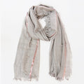 Sciarpa con frange e riga lurex bronzo in scatola regalo greige