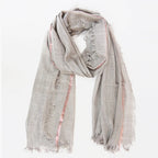 Sciarpa con frange e riga lurex bronzo in scatola regalo greige