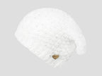 Panna - berretto donna - cappello morbido tricot tempestato di pailettes con medaglietta d'oro a forma di cuore