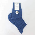 Calze lunghe a costa in Cashmere - denim scuro