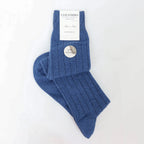 Calze lunghe a costa in Cashmere - denim scuro