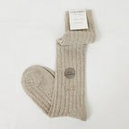 Calze sabbia lunghe in Cashmere con lurex argento con iniziali