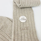 Calze sabbia lunghe in Cashmere con lurex argento con iniziali dettaglio