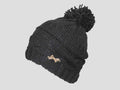 Nero - berretto donna - cappello morbido tricot a trecce con pom-pon decorato da un fiocco d'oro con strass