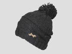 Nero - berretto donna - cappello morbido tricot a trecce con pom-pon decorato da un fiocco d'oro con strass