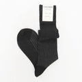 Calza lunga a coste in filo di scozia bicolor nero-grigio
