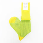 Calza lunga a coste colorata in filo di scozia bicolor giallo