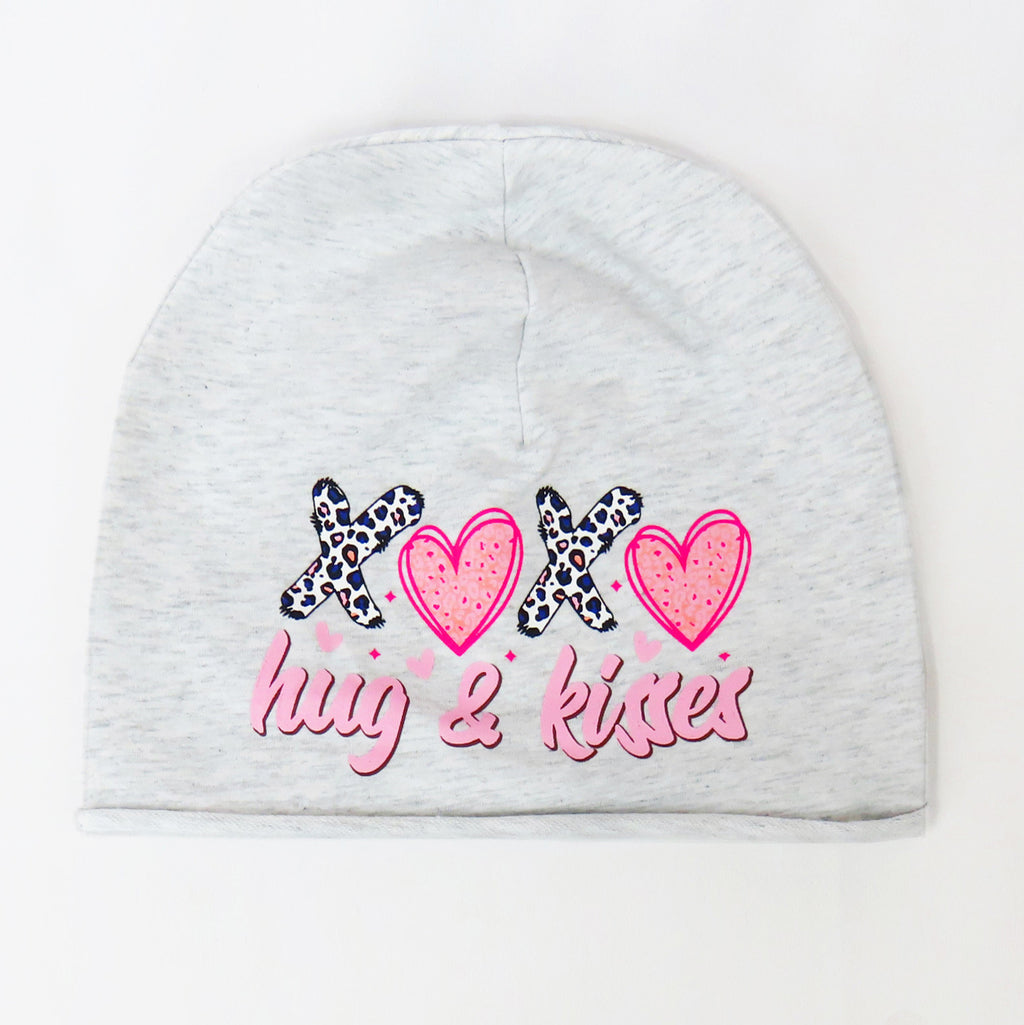 XOXO - berretto in cotone con stampa colorata grigio