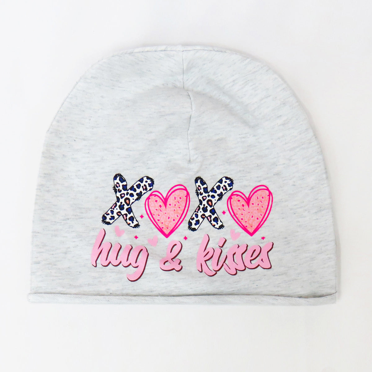 XOXO - berretto in cotone con stampa colorata grigio