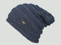 Modello blu  - berretto - cappello morbido da uomo con lavorazione a coppie di coste orizzontali