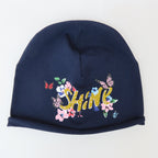 SHINE - berretto in cotone con stampa glitter 2-5 anni blu