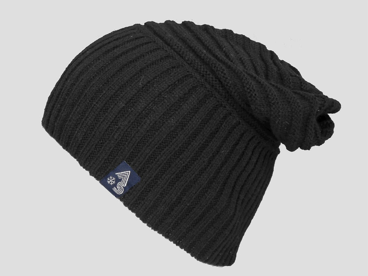 Nero - berretto uomo - cappello morbido con lavorazione a coppie di coste orizzontali