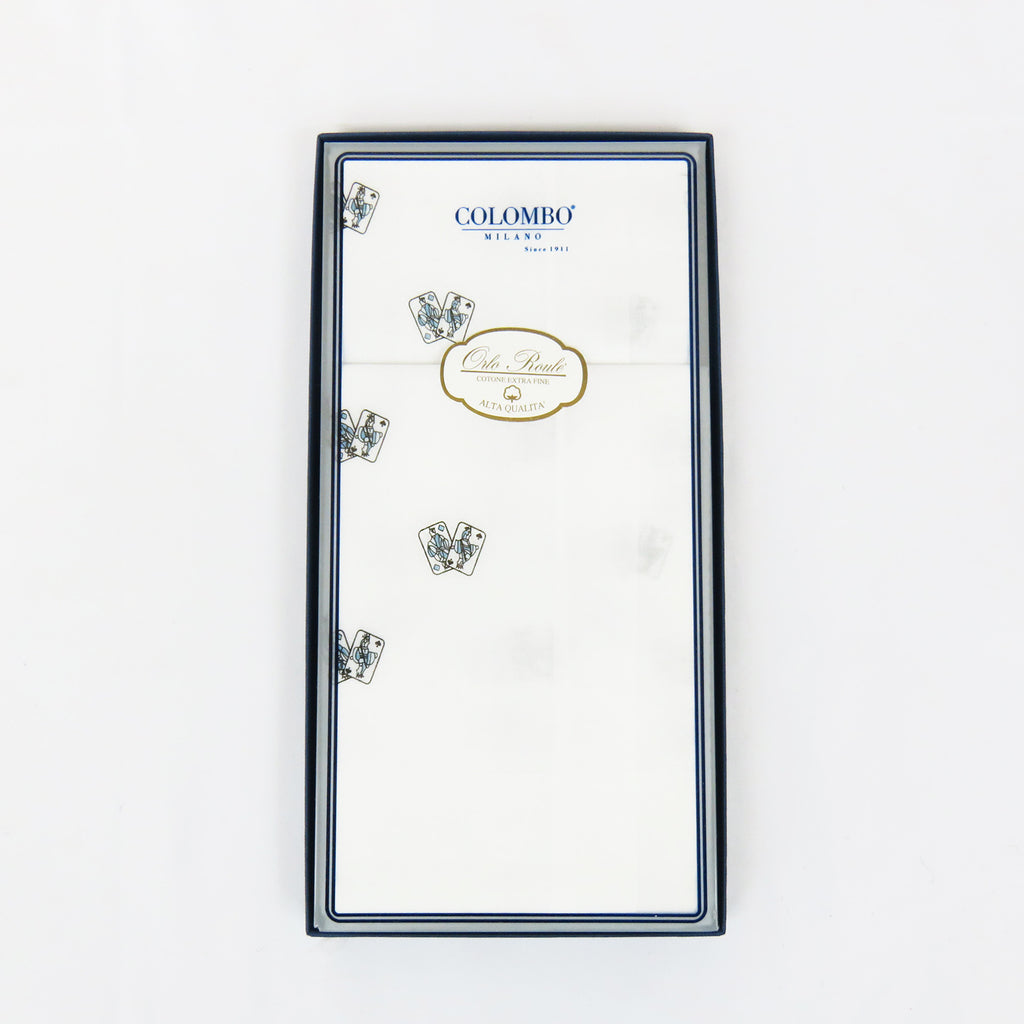 Principe - fazzoletti bianchi con carte da gioco stampate azzurre fronte