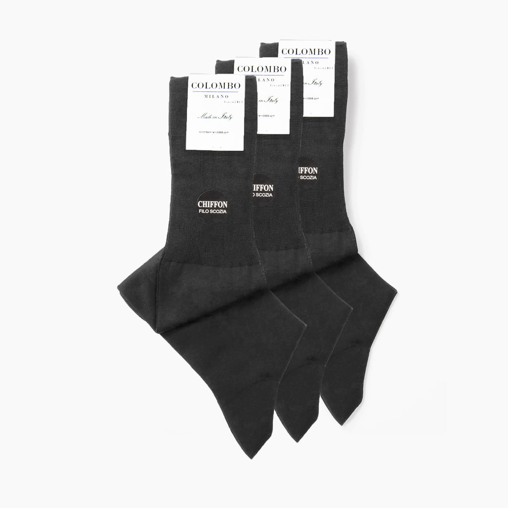 PACK 3 paia Calze lunghe Chiffon filo di scozia antracite