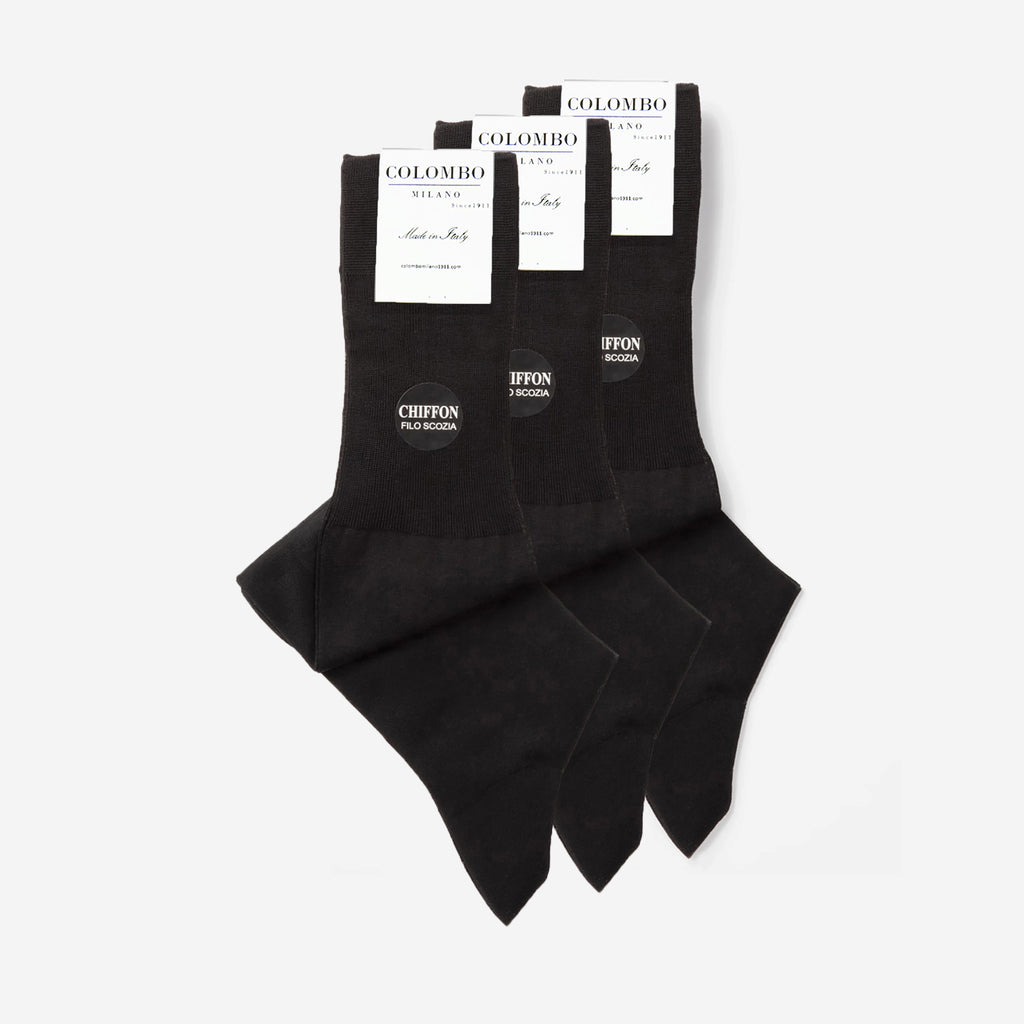 PACK 3 paia Calze lunghe Chiffon filo di scozia nero