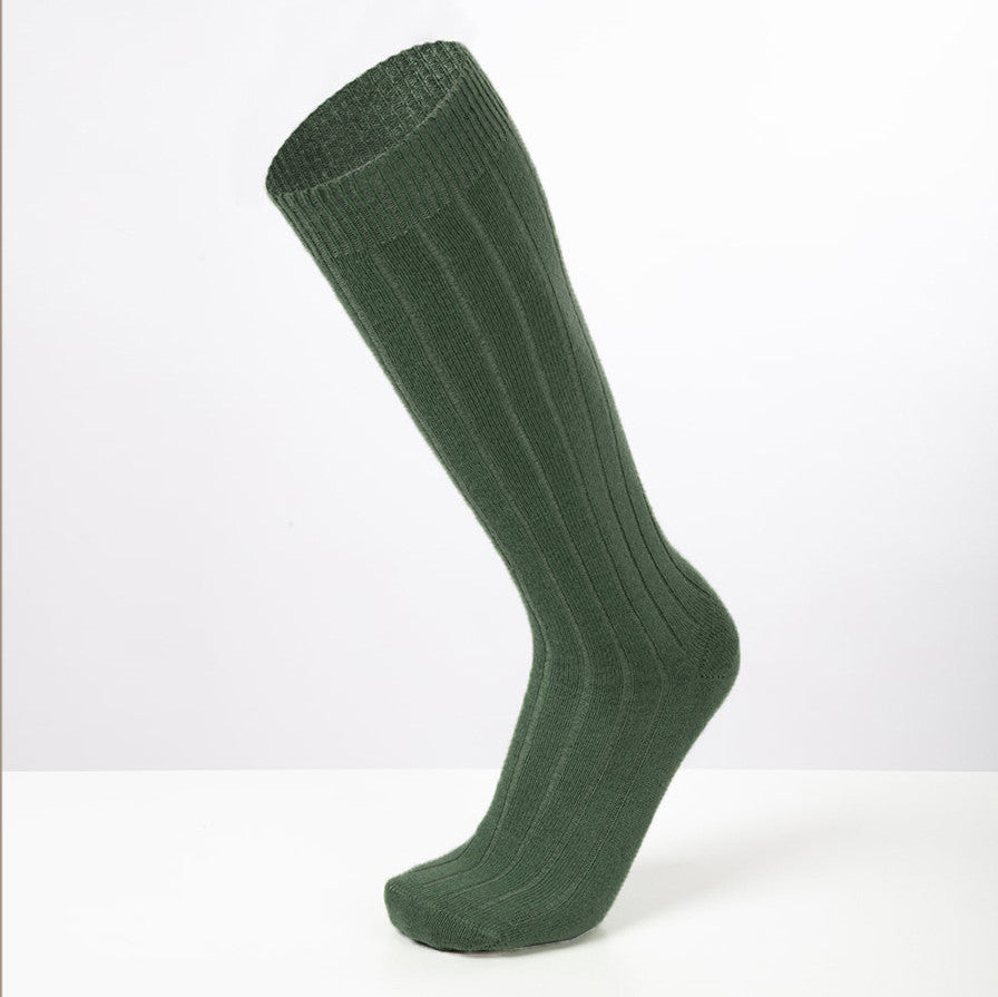 Calze lunghe a costa in Cashmere - verde militare