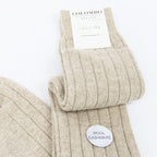 Calze lunghe a costa in Cashmere - sabbia dettaglio