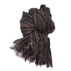 Sciarpa a righe 3d in scatola regalo nero arrotolata