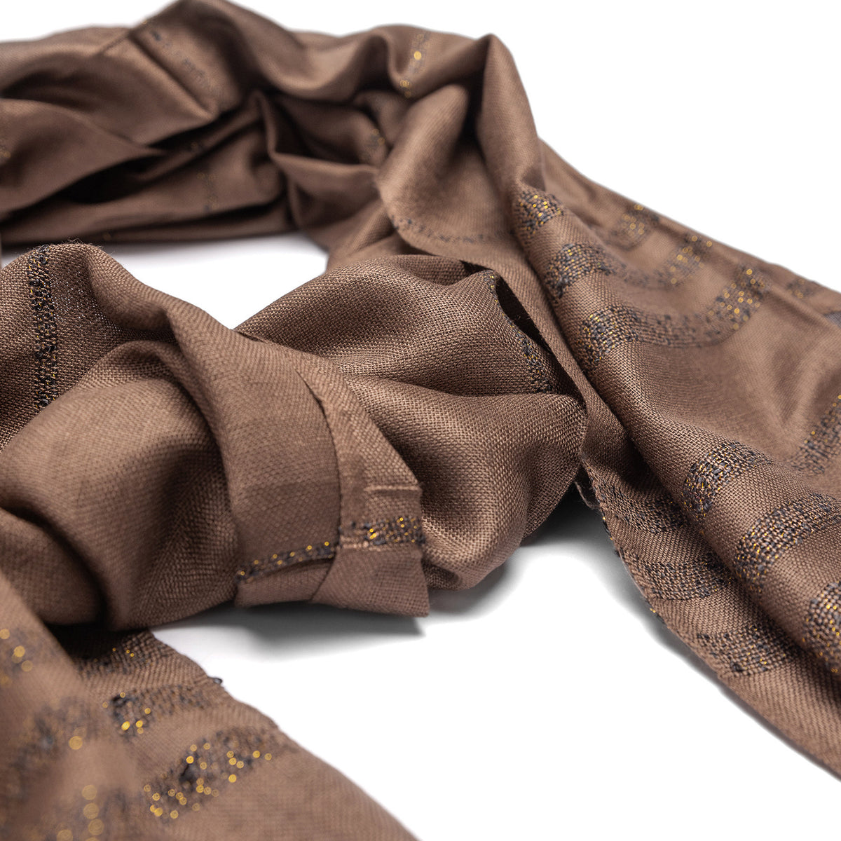 Sciarpa a righe lurex in scatola regalo dettaglio cioccolato