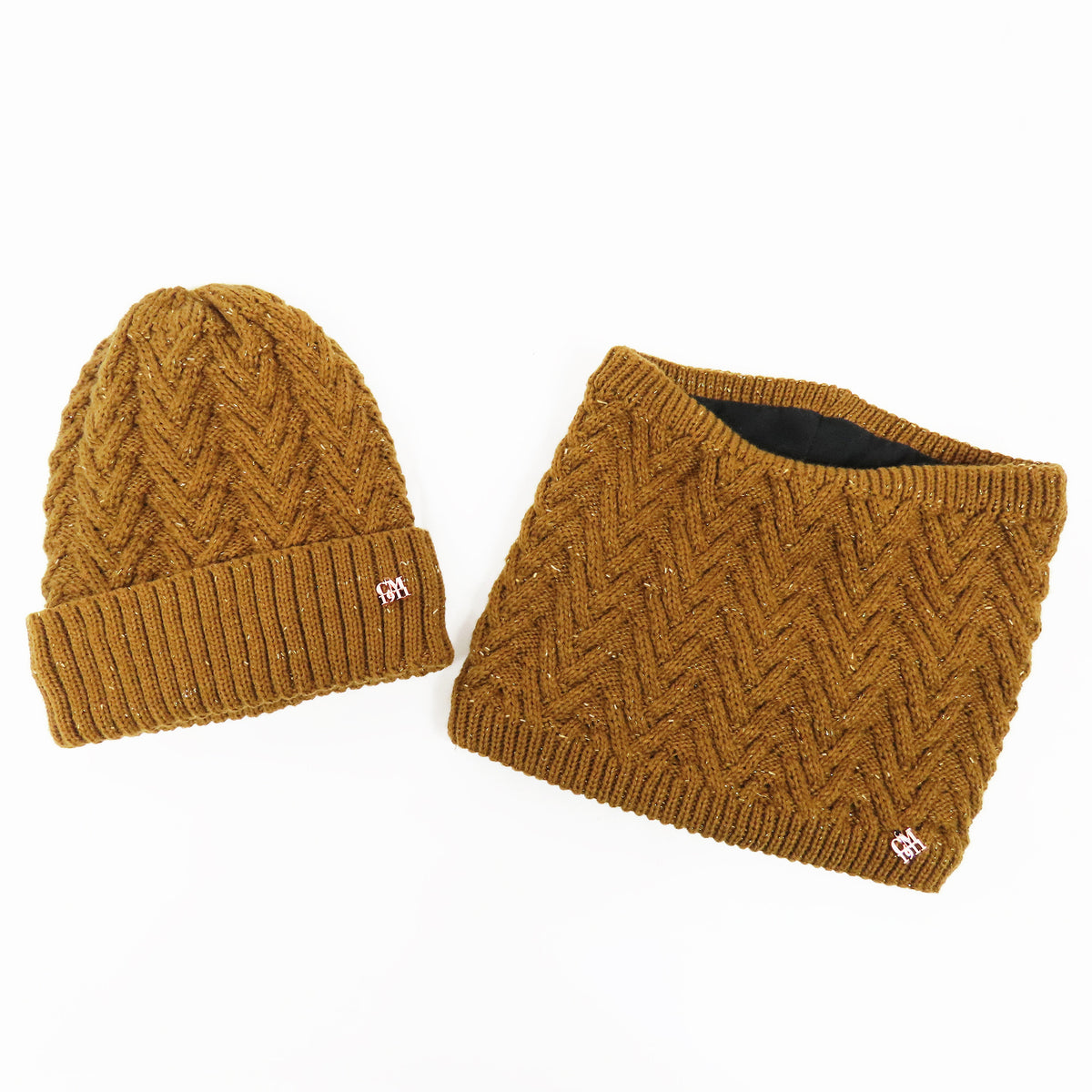 Cappello e scaldacollo con lurex e interno in pile