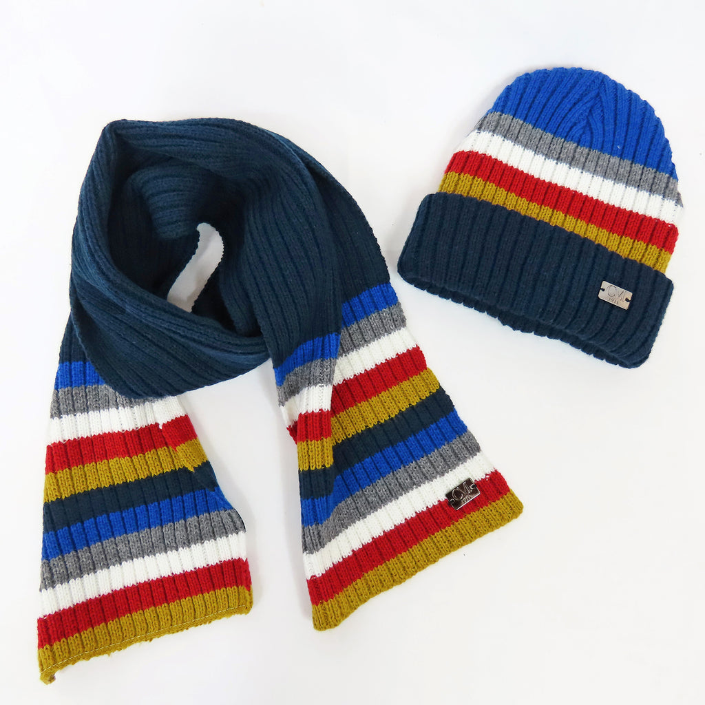 Cappello e sciarpa bimbo a righe colorate - 4/10a