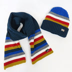 Cappello e sciarpa bimbo a righe colorate - 4/10a